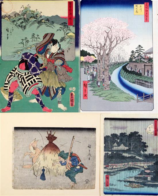 A group of Japanese Ukiyo-e by Hiroshige, Kunisada and others,